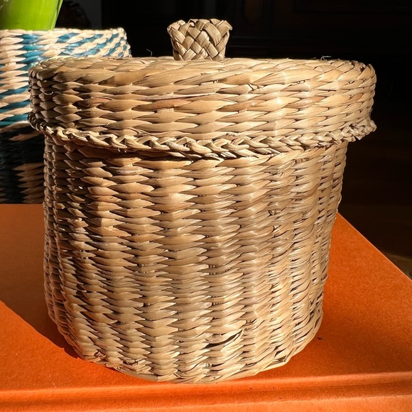 Rattan basket with lid round natural vintage - Picture 9 of 9